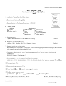 Maui Community College Curriculum Action Request (CAR) Form Course