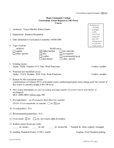 Maui Community College Curriculum Action Request (CAR) Form Course