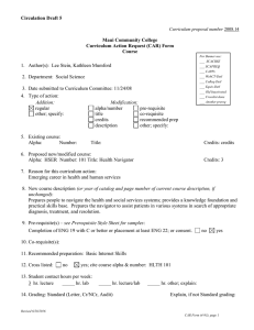 Circulation Draft 5  Maui Community College Curriculum Action Request (CAR) Form