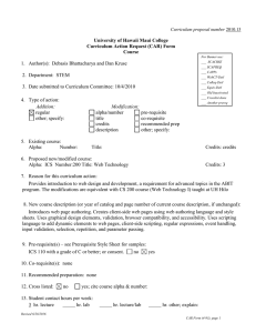 University of Hawaii Maui College Curriculum Action Request (CAR) Form Course