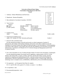 University of Hawaii Maui College Curriculum Action Request (CAR) Form Course