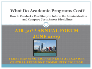 AIR 50 ANNUAL FORUM JUNE 2009 What Do Academic Programs Cost?