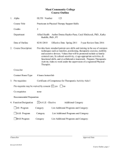 2009.60 - Health (HLTH ) 123: Practicum in Physical Therapy Support Skills, Course Outline