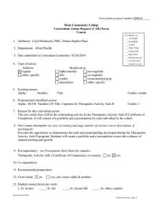 2009.63 - Health (HLTH ) 128: Capstone for Therapeutic Acitivity Aide II, CAR