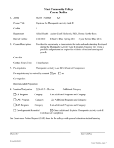2009.63 - Health (HLTH ) 128: Capstone for Therapeutic Acitivity Aide II, Course Outline