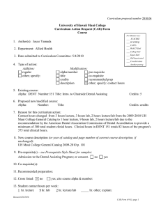 2010.04 - Dental Assisting (DENT) 151: Introduction to Chairside Dental Assisting, CAR