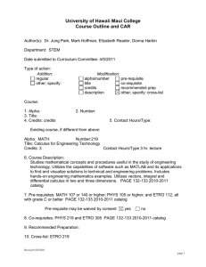 2010.62 - Mathematics (MATH) 219: Calculus for Engineering Technology, Combined Course Outline and CAR