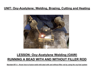LESSON: Oxy-Acetylene Welding (OAW) UNIT: Oxy-Acetylene; Welding, Brazing, Cutting and Heating