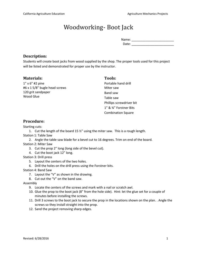 Woodworking Boot Jack Description