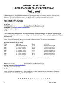 Fall 2016 Undergraduate Courses