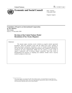 Revision of the United Nations Model Resolution of Tax Treaty Disputes