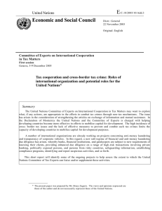 Tax cooperation and cross-border tax crime: Roles of international organization and potential roles for the United Nations