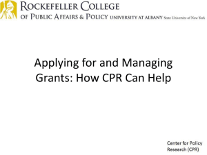 Applying for and Managing Grants: How CPR Can Help
