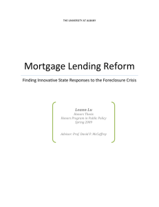 Mortgage Lending Reform: Finding Innovative State Responses to the Foreclosure Crisis
