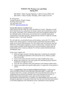 Price - WS 370 Women, Law and Policy Syllabus (Spring 2011).doc