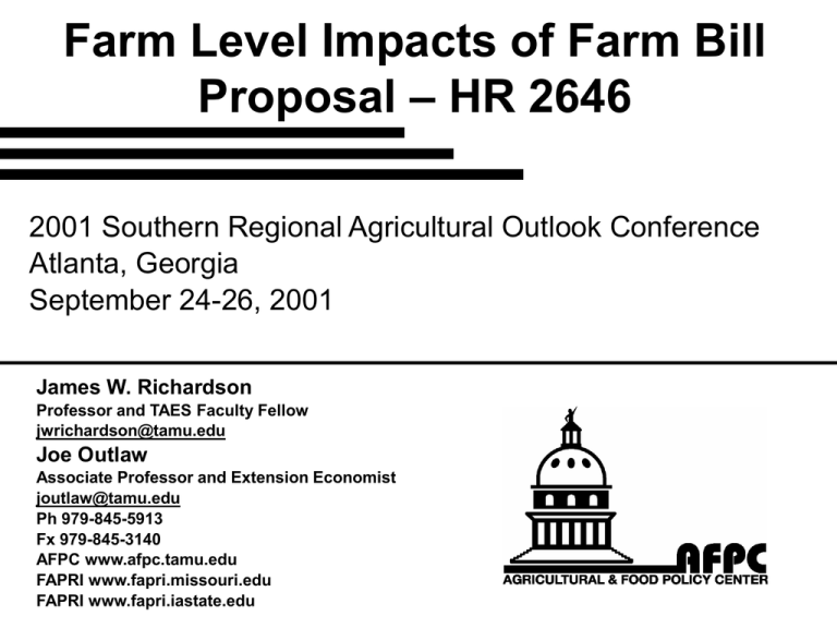 Farm Level Impacts of Farm Bill Proposal HR 2646