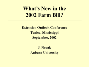 What’s New in the 2002 Farm Bill? Extension Outlook Conference Tunica, Mississippi