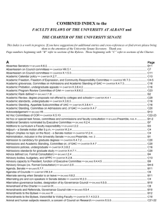 Combined Index to Bylaws and Charter