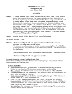 2008-2009 University Senate September 22, 2008 John Delano, Chair