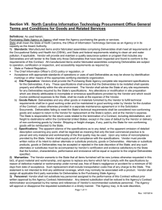 North Carolina General Terms Conditions for IT Goods Related Services