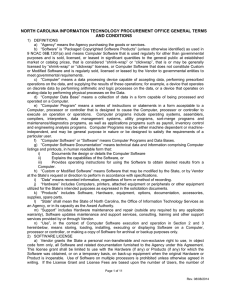 North Carolina General Terms Conditions for Software