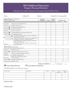 Childhood Education Program Planning Worksheet