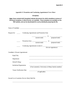 Appendix E Appendix E: Promotion and Continuing Appointment Cover Sheet (Template)