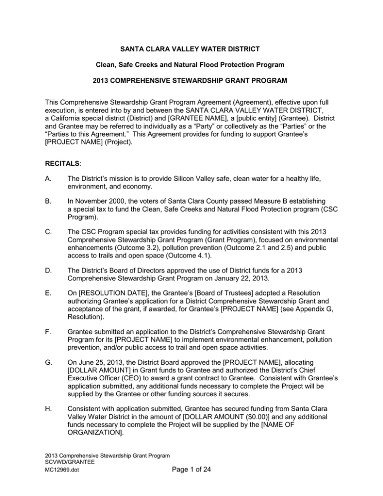 Grant Agreement Template