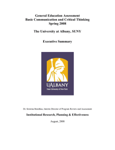 Executive Summary of the Spring 2008 Basic Communication and Critical Thinking assessment