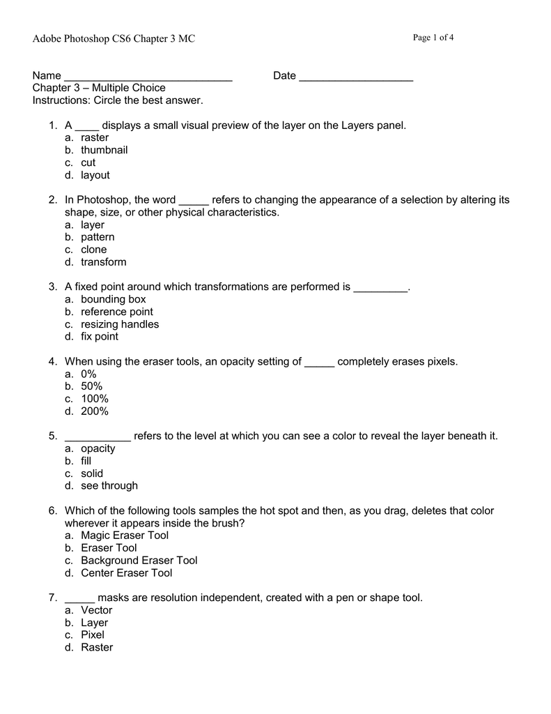 adobe photoshop multiple choice questions and answers pdf download