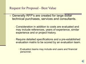 Request for Proposal - Best Value technical purchases, services and consultants.