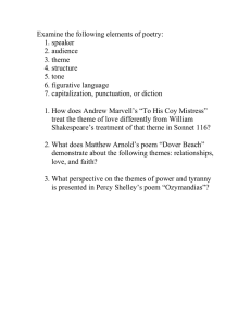 Examine the following elements of poetry: 1. speaker 2. audience 3. theme