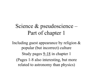 Science &amp; pseudoscience – Part of chapter 1
