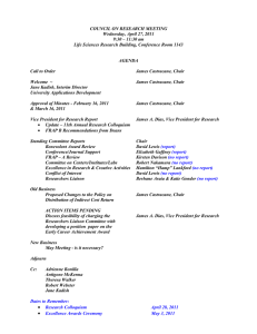 COUNCIL ON RESEARCH MEETING Wednesday, April 27, 2011 9:30 – 11:30 am