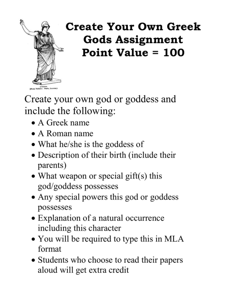 greek gods assignment