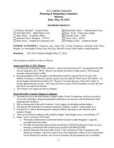 Planning &amp; Budgeting Committee Minutes Date: May 10, 2012