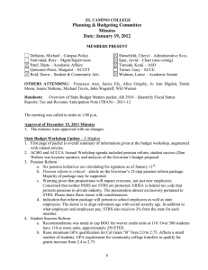 Planning &amp; Budgeting Committee Minutes Date: January 19, 2012