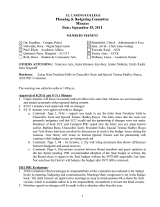 Planning &amp; Budgeting Committee Minutes Date: September 15, 2011