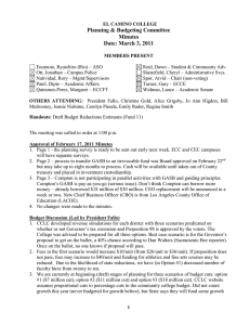 Planning &amp; Budgeting Committee Minutes Date: March 3, 2011