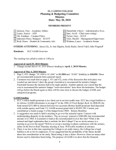 Planning &amp; Budgeting Committee Minutes Date: May 20, 2010