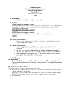 El Camino College Associated Students Organization Senate Meeting Minutes May 30, 2013