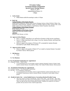 El Camino College Associated Students Organization Special Senate Meeting Minutes March 14, 2013