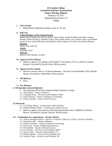 El Camino College Associated Students Organization Senate Meeting Minutes February 14, 2013