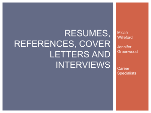 Resumes and References Presentation