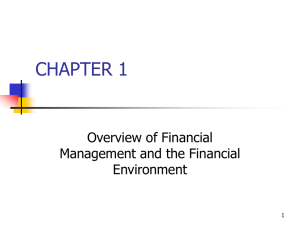 CHAPTER 1 Overview of Financial Management and the Financial Environment