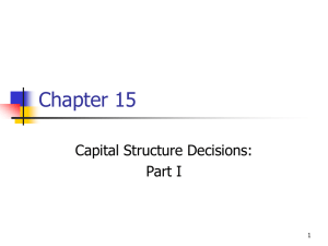 Chapter 15 Capital Structure Decisions: Part I 1