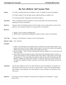 My Post-Midterm  Self (Lesson Plan) Strategies for Success Personal Motivation