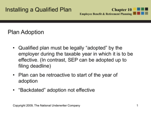 Installing a Qualified Plan Plan Adoption