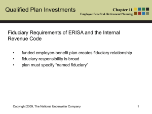 Qualified Plan Investments Fiduciary Requirements of ERISA and the Internal Revenue Code