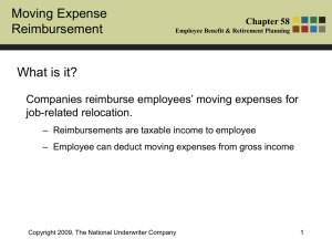 Moving Expense Reimbursement What is it? Companies reimburse employees’ moving expenses for